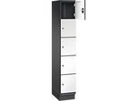 C+P Schliessfachschrank Cambio, 1 Abteil, 5 Fächer, mit Sockel, B 300 x T 525 x H 1980 mm, schwarzgrau/weiss