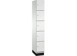 C+P Schliessfachschrank Cambio, 1 Abteil, 5 Fächer, mit Sockel, B 300 x T 525 x H 1980 mm, lichtgrau