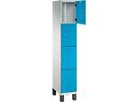 C+P Schliessfachschrank Cambio, 1 Abteil, 4 Fächer, auf Füssen, B 300 x T 525 x H 1980 mm, lichtgrau/lichtblau