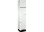 C+P Schliessfachschrank Cambio, 1 Abteil, 4 Fächer, mit Sockel, B 400 x T 525 x H 1980 mm, lichtgrau