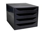 Exacompta ECOBOX Schubladenbox 4 Schübe Himbeerfarben, A4/A4+, offene Front, leise, Sicherheitsstopp
