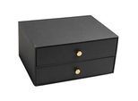 Exacompta OfficeByMe Schubladenbox A4+ Schwarz, 2 Schubladen mit Goldknopf, FSC-Karton, stapelbar, plastikfrei