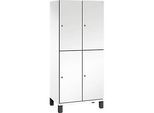C+P Doppelstöckiger Spind Cambio, 2 Abteile, 4 Fächer, auf Füssen, B 800 x T 525 x H 1980 mm, verkehrsweiss/weiss