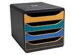 Exacompta Big Box Neo Deco sortiert, 4 offene Schubladen A4/A4+, leise mit Sicherheitsstopp, stapelbar, Blauer Engel