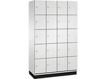 C+P Schliessfachschrank Cambio, 4 Abteile, 20 Fächer, mit Sockel, B 1200 x T 525 x H 1980 mm, lichtgrau