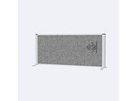 MAUL Akustik-Tischtrennwand MAULconnecto, Standfüsse, B 1200 x T 40 x H 500 mm, Akustikvlies/Aluminium/Stahl, Vlies dunkelgrau/Profil silber