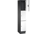 C+P Schliessfachschrank Cambio, 1 Abteil, 3 Fächer, mit Sockel, B 300 x T 525 x H 1980 mm, schwarzgrau/weiss
