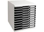 Exacompta MODULO A4 Schubladenbox Office Schwarz, 10 Schubladen geschlossen A4/A4+, leise, Sicherheitsstopp, stapelbar