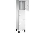 C+P Schliessfachschrank Cambio, 1 Abteil, 3 Fächer, auf Füssen, B 400 x T 525 x H 1980 mm, lichtgrau