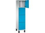 C+P Schliessfachschrank Cambio, 1 Abteil, 4 Fächer, auf Füssen, B 400 x T 525 x H 1980 mm, lichtgrau/lichtblau