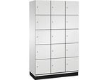 C+P Schliessfachschrank Cambio, 3 Abteile, 15 Fächer, mit Sockel, B 1200 x T 525 x H 1980 mm, lichtgrau