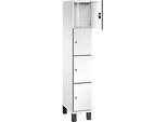 C+P Schliessfachschrank Cambio, 1 Abteil, 4 Fächer, auf Füssen, B 300 x T 525 x H 1980 mm, verkehrsweiss/weiss