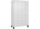 C+P Schliessfachschrank Cambio, 4 Abteile, 20 Fächer, auf Füssen, B 1200 x T 525 x H 1980 mm, verkehrsweiss