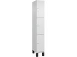 C+P Schliessfachschrank Cambio, 1 Abteil, 3 Fächer, auf Füssen, B 300 x T 525 x H 1980 mm, verkehrsweiss