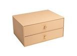 Exacompta OfficeByMe Schubladenbox A4+ Beige, 2 Schubladen mit Goldknopf, FSC-Karton, stapelbar, plastikfrei