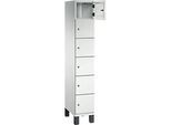 C+P Schliessfachschrank Cambio, 1 Abteil, 6 Fächer, auf Füssen, B 300 x T 525 x H 1980 mm, lichtgrau