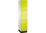 C+P Schliessfachschrank Cambio, 1 Abteil, 3 Fächer, mit Sockel, B 400 x T 525 x H 1980 mm, lichtgrau/clowngrün