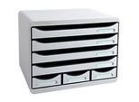 Exacompta STOREBOX Office Lichtgrau, 7 offene Schubladen A4+ quer, 27 cm tief, leise, Sicherheitsstopp, stapelbar, 25 Jahre