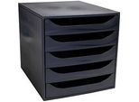 Exacompta ECOBOX Schubladenbox Schwarz, 5 offene Schubladen für A4/A4+, leiser Auszug mit Sicherheitsstopp, kompakt