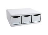 Exacompta Toolbox Lichtgrau, Ablagemodul quer mit 3 Schubladen, 27 cm tief, Etikettenhalter, leise, 25 Jahre Garantie