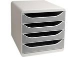 Exacompta Big Box Plus Office Steingrau, 4 offene Schubladen A4/A4+/24x32 cm, leise mit Stopp, stapelbar