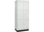 C+P Schliessfachschrank Cambio, 2 Abteile, 6 Fächer, mit Sockel, B 800 x T 525 x H 1980 mm, verkehrsweiss
