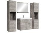 BADMÖBEL-SET Montreal 5 Teile Beton Grau - 60 x 35 x 51 cm