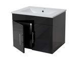 WASCHBECKEN + UNTERSCHRANK Hochglanz Schwarz
