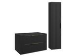 BADMÖBEL-SET Rimini 2 Teile Schwarz Matt - 80 x 46 x 46 cm