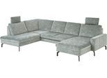Wohnlandschaft DIE PLANBAR "ZE-EM20028 U-Form, Breite 332 cm", amira salbei, B:332cm T:220cm, 100% Polyester, Sofas, Wohnlandschaft, wahlweise mit Kopfstützen und Sitztiefenverstellung