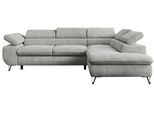 ECKSOFA PETER L Hellgrau Struktur - Rechts Seite
