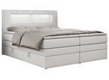 BOXSPRINGBETT GOLD-5 KING LED 200/200 Weiß Kunstleder - H4