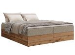 BOXBETT WOOD ZERO 140/200 - Dunkelbeige Struktur - H3 - Topper Visco