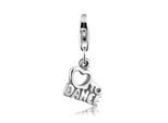 Charm-Einhänger NENALINA "Love to Dance" Wording Herz 925 Silber", silber, Charms, Damen, ohne Stein, Silber 925 (Sterlingsilber)