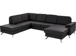 Wohnlandschaft DIE PLANBAR "PN-EM15047 U-Form, ohne Kopfstützen", schwarz, B:309cm H:88cm T:235cm, Sofas, Wohnlandschaft, Echtleder, wahlweise mit Bettfunktion u. Stauraum