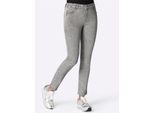 Stretch-Jeans AMBRIA, Damen, Gr. 24, Kurzgrößen, grau (grau, denim), 98% Baumwolle, 2% Elasthan, unifarben, lang, Jeans