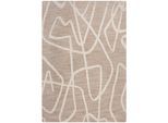 Teppich FLAIR RUGS "Micah", beige, B:160cm H:12mm L:230cm, Kunstfaser, Teppiche, Teppich, Hoch-niedriger Flor in Wolle-Optik