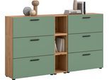 Schrank-Set HOME AFFAIRE "ENESTE, 9-teilig, in verschiedenen Farben, individuell kombinierbar", artisan eiche nachbildung, smoke grün, B:176cm H:34cm T:99cm, Spanplatte, Kastenmöbel-Sets, Stauraumelement, Kombination, Wohnkombination, Schrankwand, Lowboard