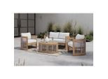 Ambia Garden Gartenset, Akazie, Beige, Holz, 4-teilig, Akazie, massiv, Füllung: Komfortschaum,Polyester, 132x64x70 cm, Gartenmöbel, Gartenmöbel-Sets