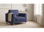 BRUNO Schlafsessel 70cm in Blau | praktische Größe | stabiles Massivholz & Boxspringkomfort