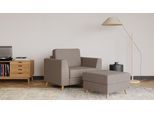 BRUNO Schlafsessel 70cm in Taupe Grau-Beige | praktische Größe | stabiles Massivholz & Boxspringkomfort