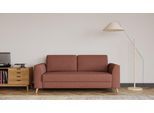 BRUNO Schlafsofa 160cm in Hazelnut Rot Braun | Klassik | stabiles Massivholz & Boxspringkomfort