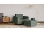 BRUNO Schlafsessel 70cm in Forest Green | praktische Größe | stabiles Massivholz & Boxspringkomfort