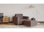 BRUNO Schlafsessel 70cm in Braun | praktische Größe | stabiles Massivholz & Boxspringkomfort