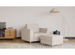 BRUNO Schlafsessel 70cm in Creme Ecru Beige | praktische Größe | stabiles Massivholz & Boxspringkomfort