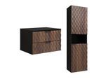 WASCHTISCHUNTERSCHRANK 63cm Nevia 2er-Set Holz und Schwarz