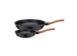 GSW , Schwarz , Metall , 1,3+2,7 l , rund , hitzebeständige Griffe, backofengeeignet, kratzfest, rostfrei, antihaftbeschichtet, geschmacksneutral, ergonomischer Griff, PTFE-frei, energiesparend, Thermoboden, wärmeisolierter Griff, schadstofffrei gemäß EU-Standards , Kochen & Essen, Pfannen, Pfannensets