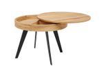 Livetastic Couchtisch, Natur, Schwarz, Holz, Metall, Holzwerkstoff, Eiche, furniert, Sperrholz, rund, konisch, 56 cm, Stauraum, Wohnzimmer, Wohnzimmertische, Couchtische, Couchtische mit Stauraum