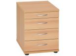 Mid.you , Buchefarben , Holzwerkstoff , 4 Schublade(n) Schubladen , 41.6x53.4x50 cm , Beimöbel erhältlich , Büromöbel, Rollcontainer