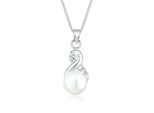 Perlenkette ELLI "Infinity Kristalle Süßwasserzuchtperle 925 Sterling Silber", weiß, Halsketten, Damen, 45, ohne Stein, Silber 925 (Sterlingsilber), L: 45, Perlenkette